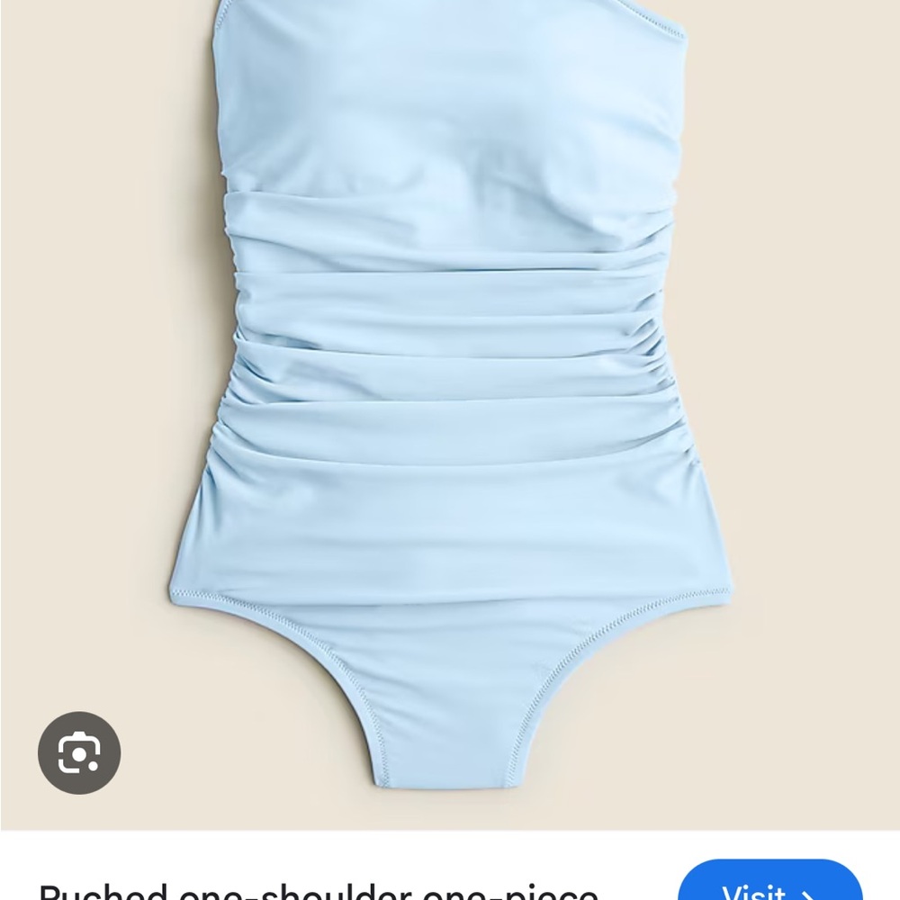 J. Crew Blue One-Shoulder Ruched One Piece